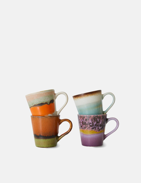 Hkliving 70S Ceramics Retro Espresso Mugs (Set Of 4) - Orange Mix