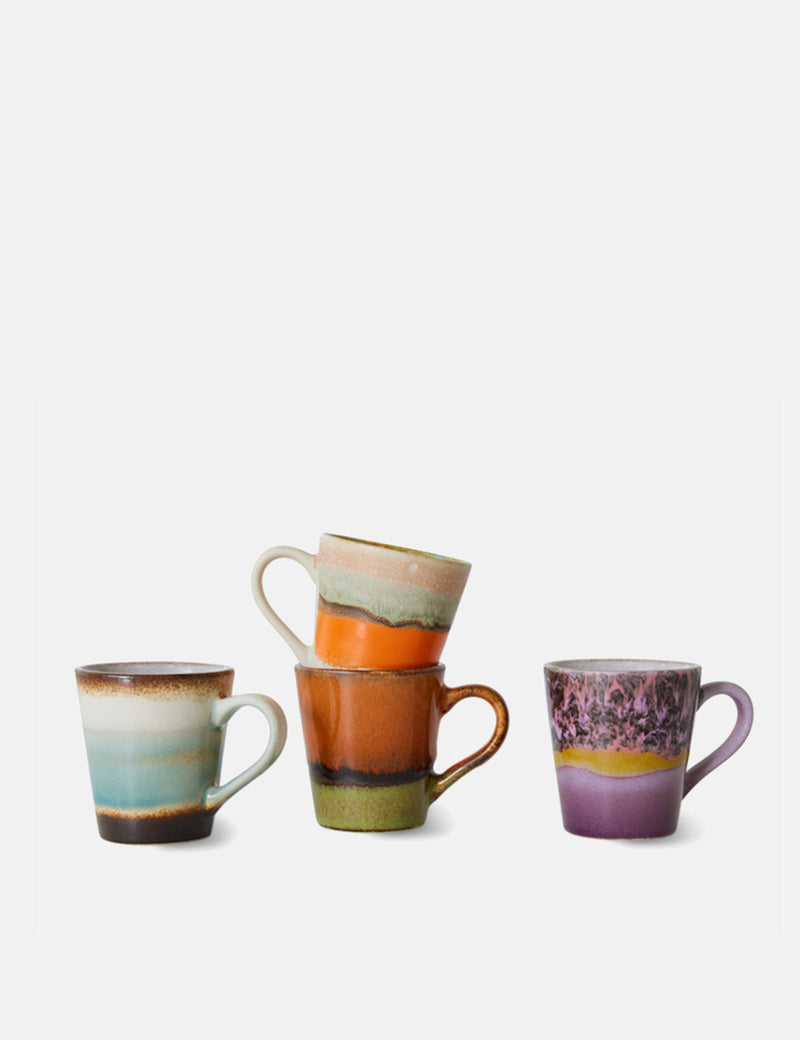 Hkliving 70S Ceramics Retro Espresso Mugs (Set Of 4) - Orange Mix