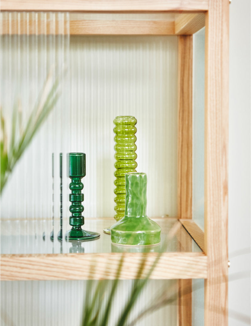 HKliving The Emeralds Glass Candle Holder - Forest Green