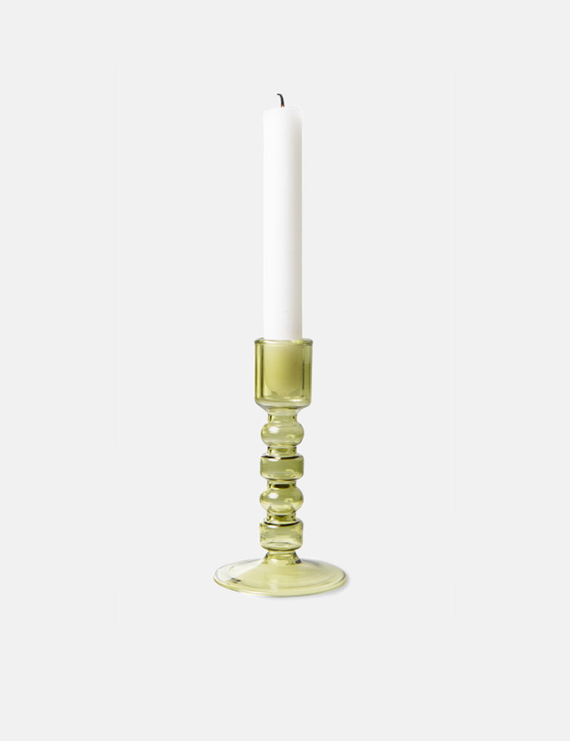 HKliving The Emeralds Glass Candle Holder - Olive Green
