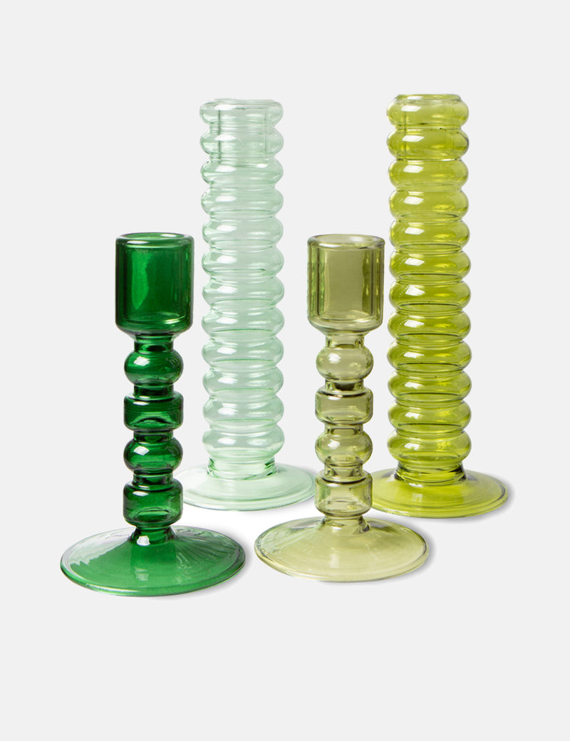 HKliving The Emeralds Glass Candle Holder - Olive Green