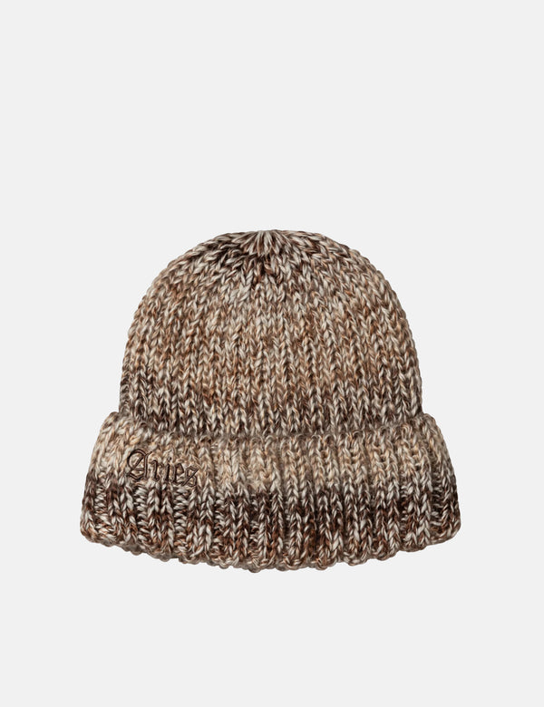 Aries Rib Knit Space Dye Beanie - Brown