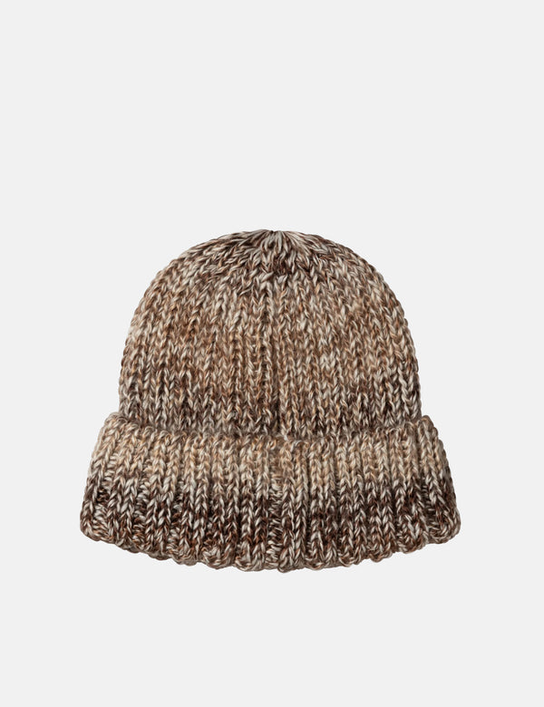 Aries Rib Knit Space Dye Beanie - Brown