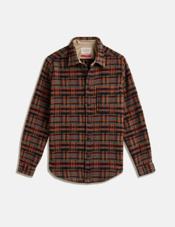 Portuguese Flannel Abstract Geometric Shirt - Bordeaux/Green