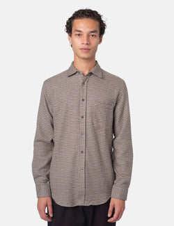 Portuguese Flannel Abstract Pied Poule Shirt - Charcoal Grey