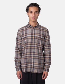Portuguese Flannel Manta Shirt - Grey/Brown/Yellow/Off white