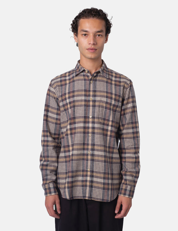 Portuguese Flannel Manta Shirt - Grey/Brown/Yellow/Off white