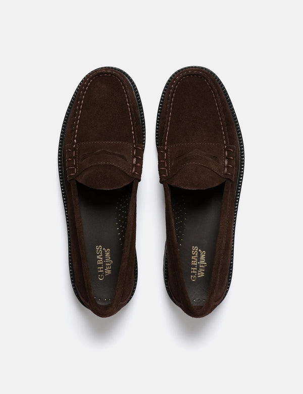 G.H. Bass Weejun 90 Larson Moc Penny Loafer (Suede) - Chocolate Brown