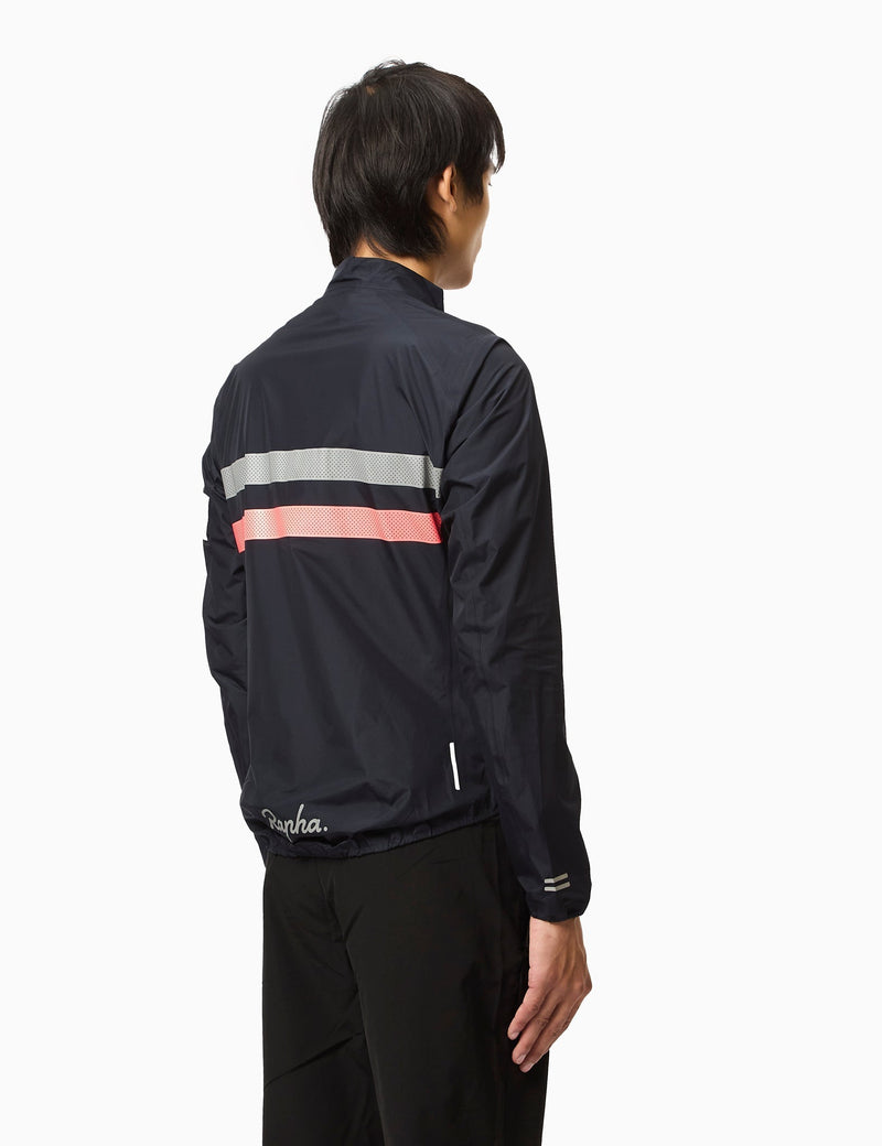 Rapha Men's Brevet Gore-Tex Rain Jacket - Dark Navy Blue/High-Vis Pink/White