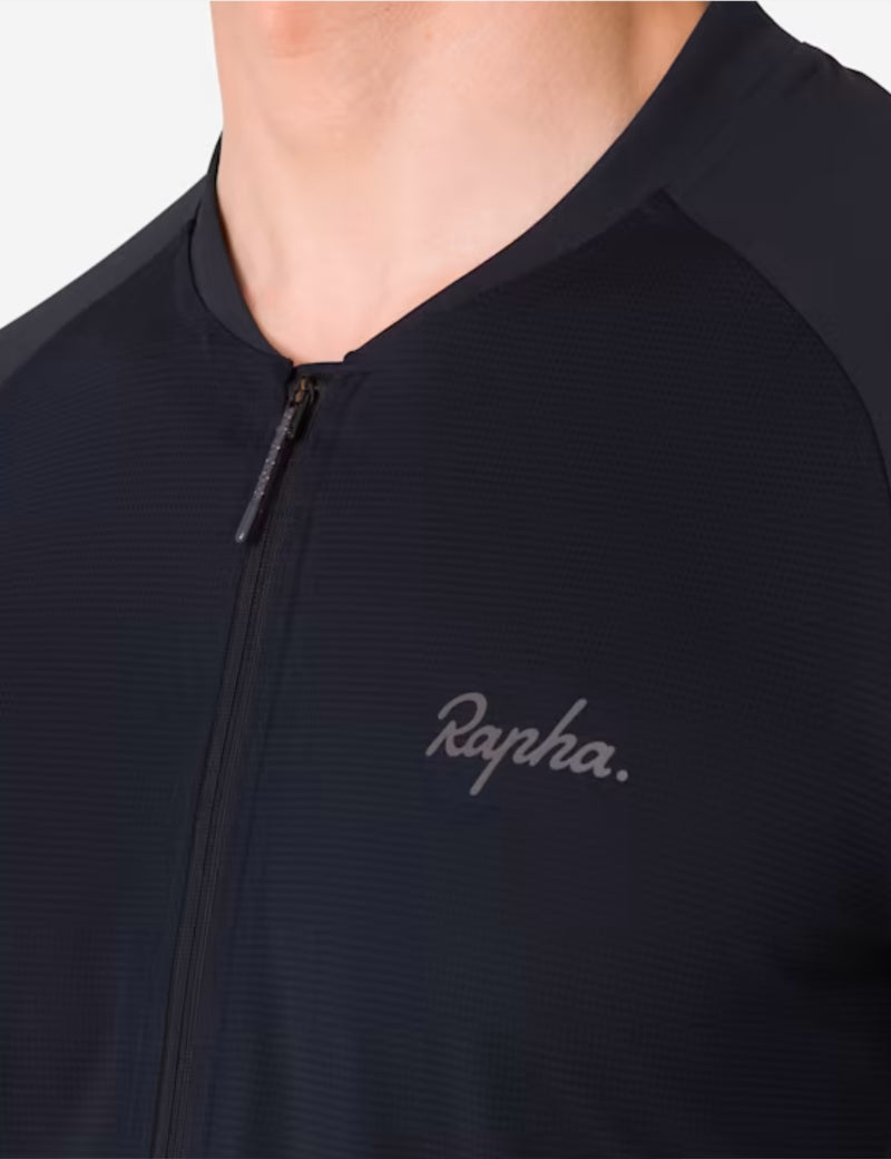 Rapha Explore Long Sleeve Zip Neck Tech T-shirt - Black/Black