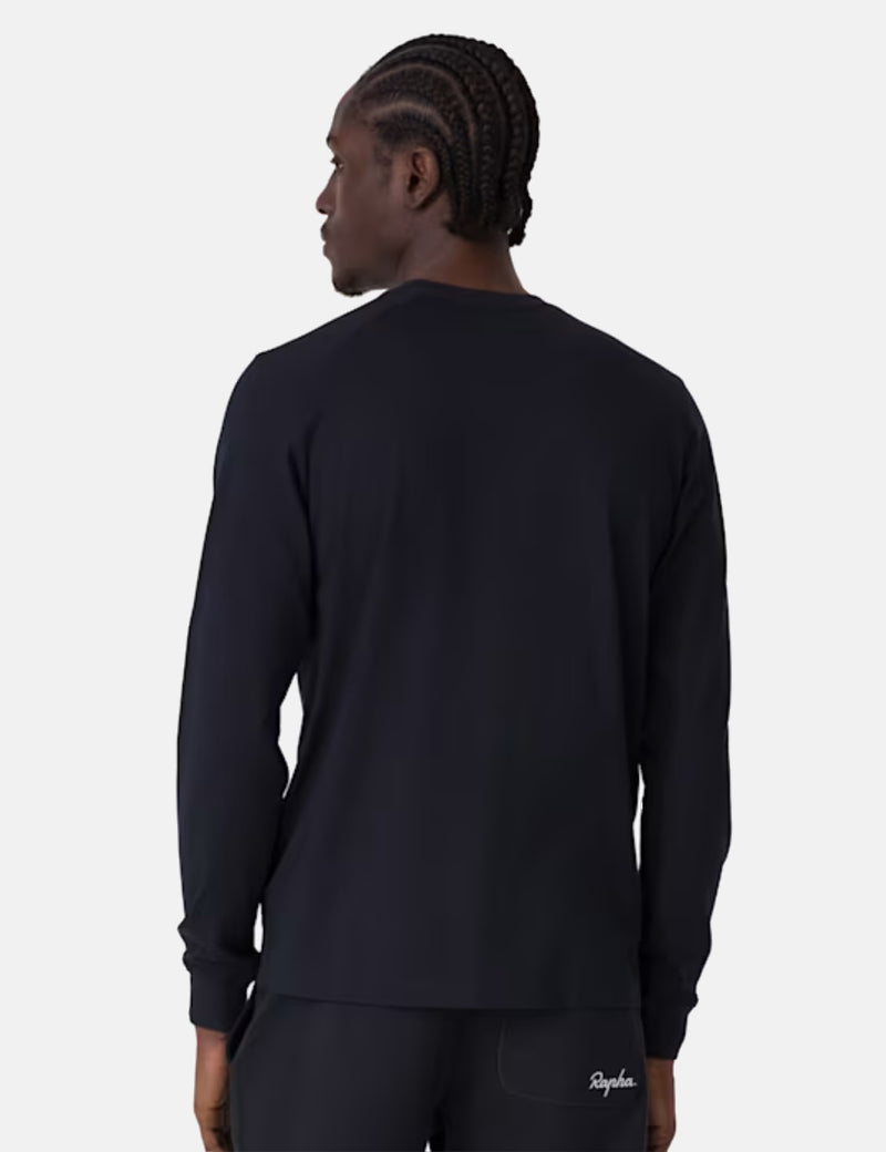 Rapha Men's Long Sleeve T-shirt (Cotton)- Black/Grey
