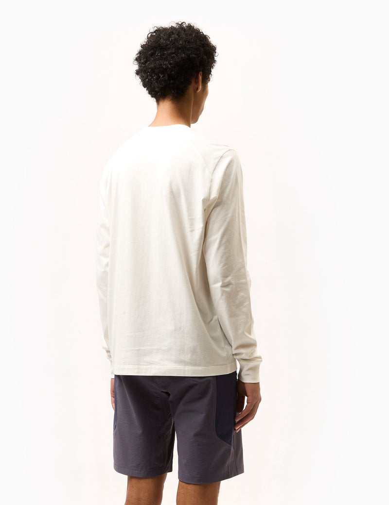 Rapha Men's Long Sleeve T-shirt (Cotton)- White/Light Grey