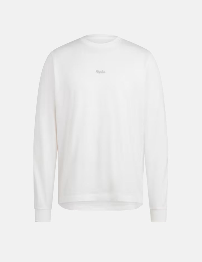 Rapha Men's Long Sleeve T-shirt (Cotton)- White/Light Grey