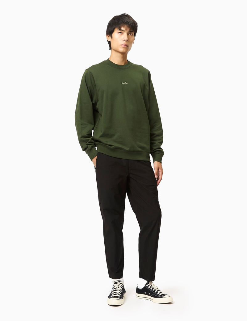 Rapha Men's Crewneck Sweatshirt (Cotton) - Deep Olive Green/Olive Green