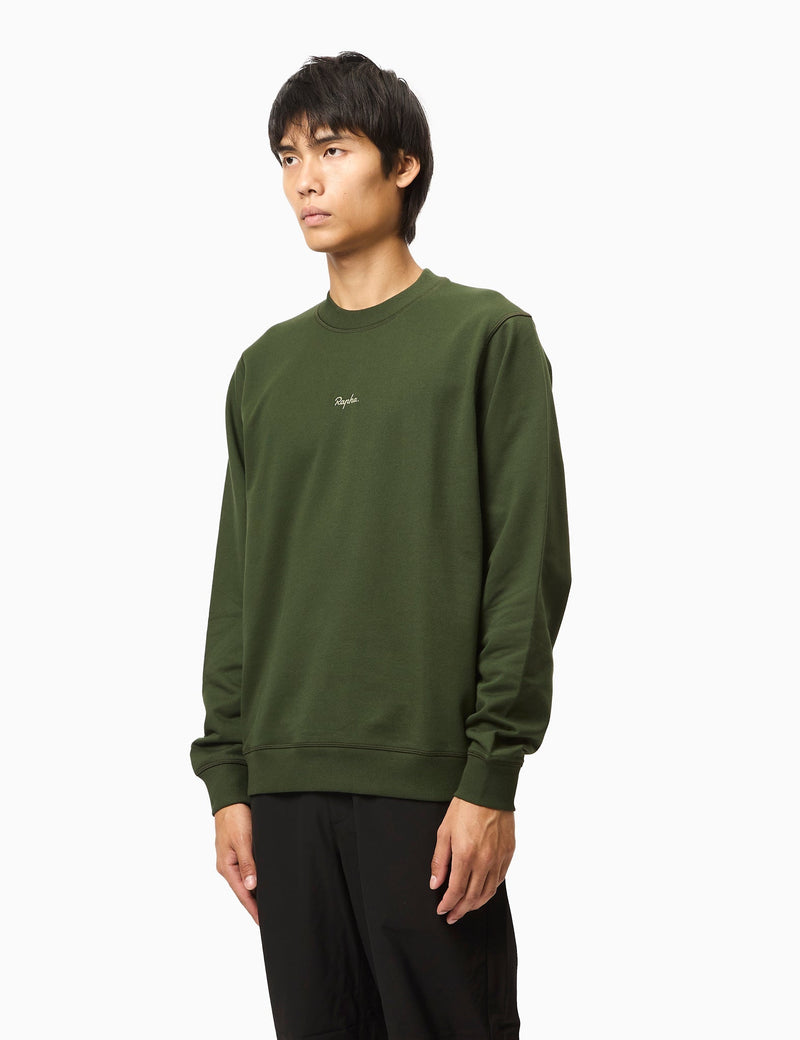 Rapha Men's Crewneck Sweatshirt (Cotton) - Deep Olive Green/Olive Green