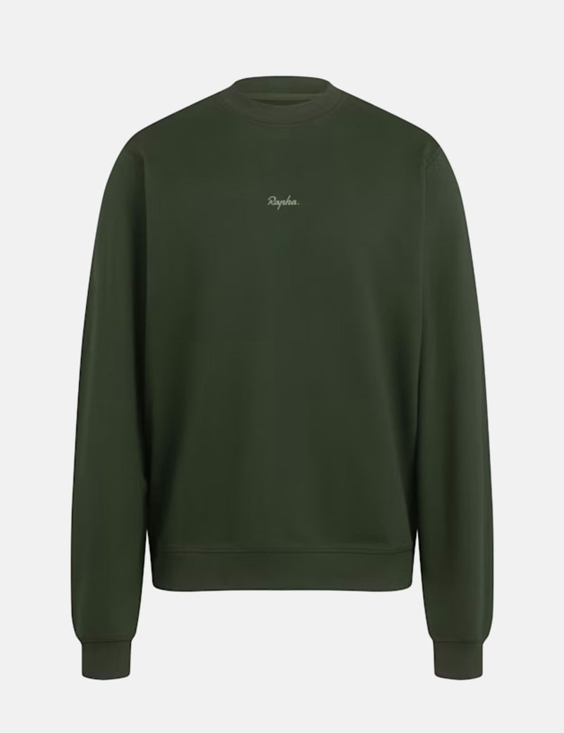 Rapha Men's Crewneck Sweatshirt (Cotton) - Deep Olive Green/Olive Green