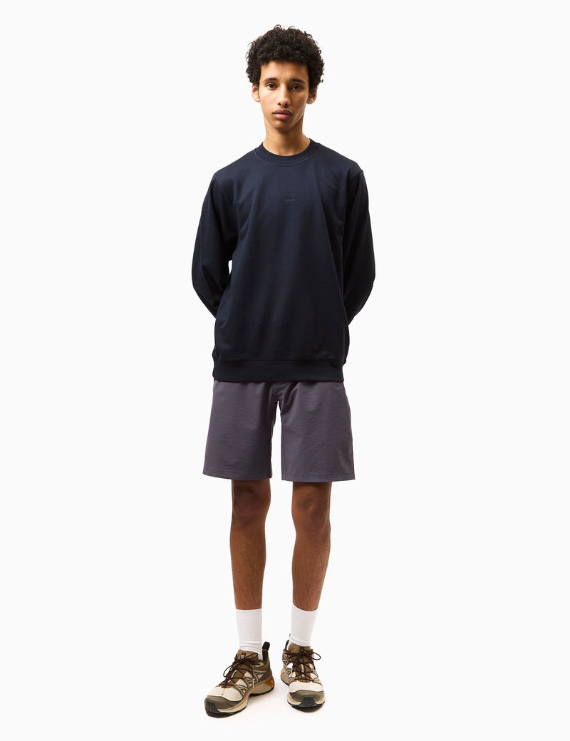 Rapha Men's Crewneck Sweatshirt (Cotton) - Dark Navy Blue/Black