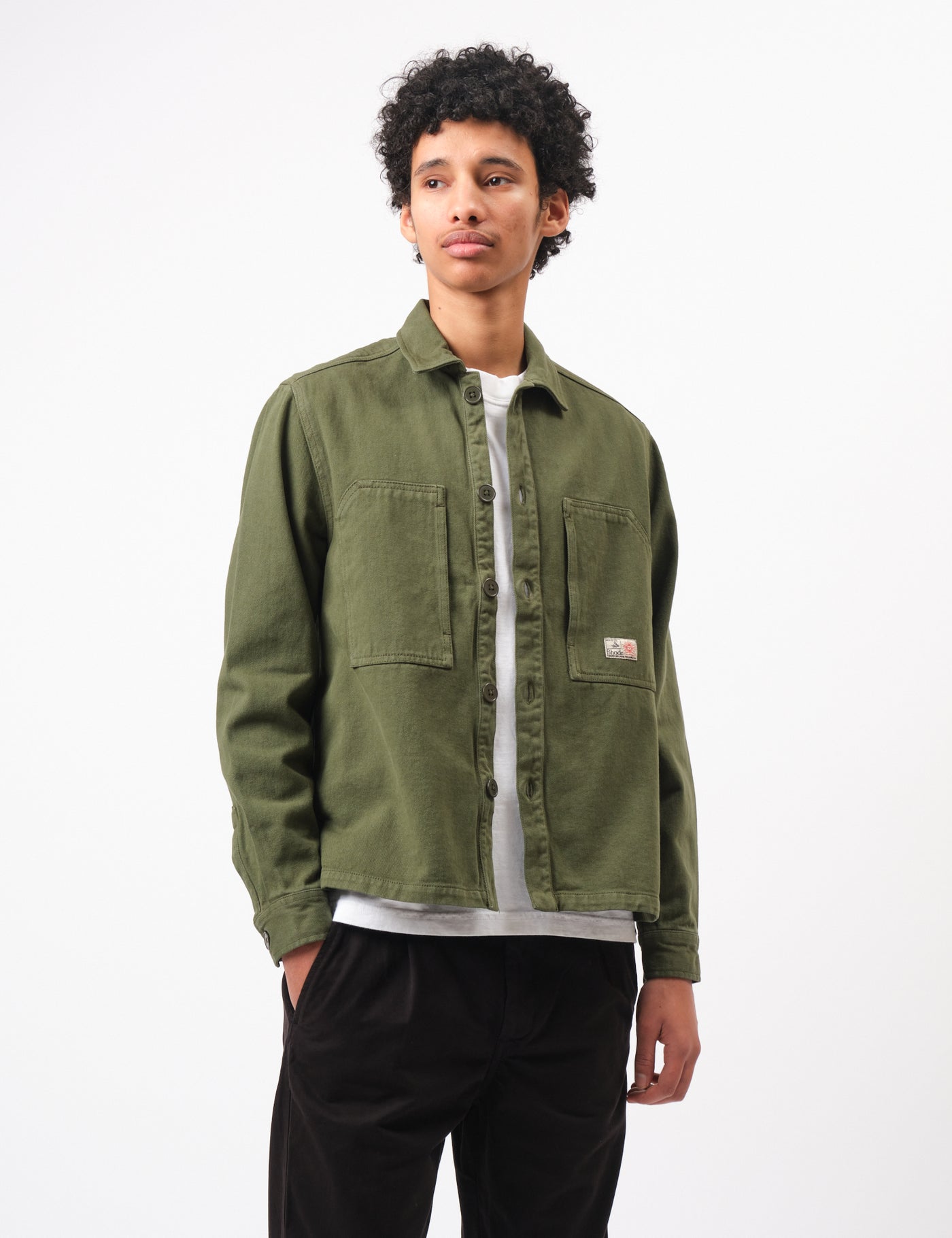 Bhode Map Pocket Overshirt Twill - Army Green | Article.