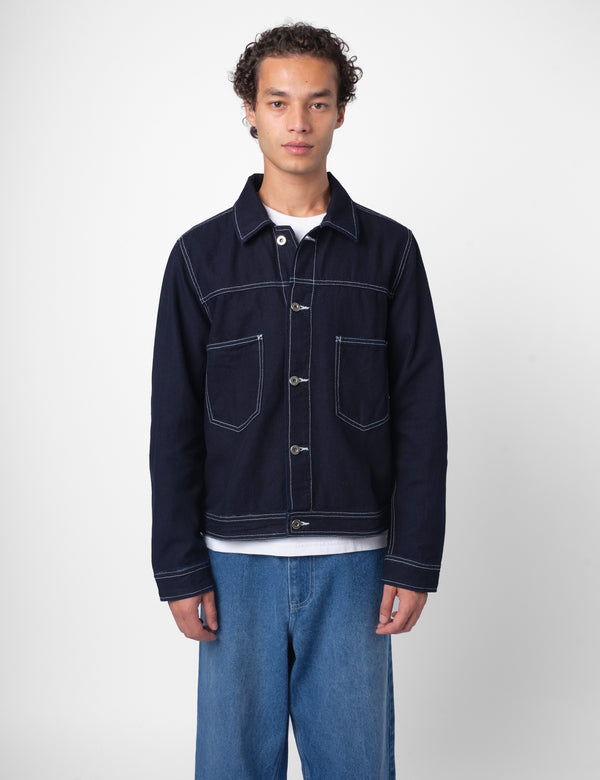 Bhode Denim Jacket - Dark Indigo Blue