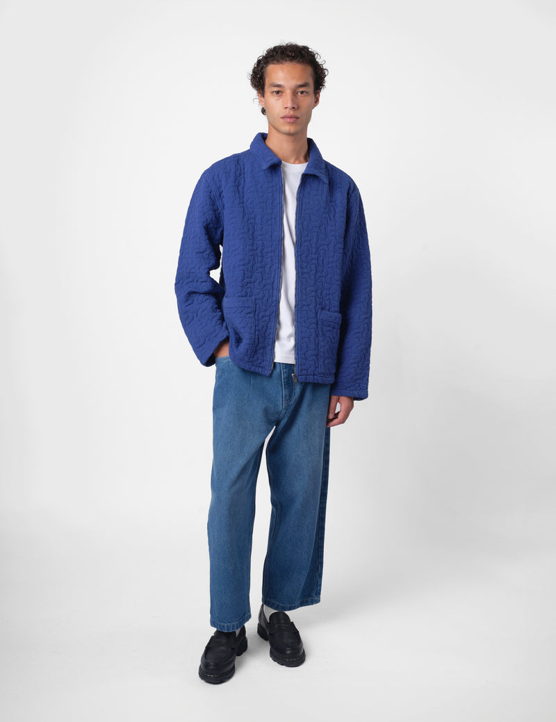 Bhode Textured Zip Jacket - Indigo Blue