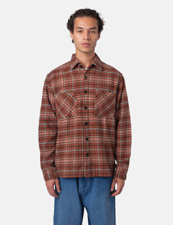 Bhode Zennor Check Over Shirt (Flannel) - Rust/Brown