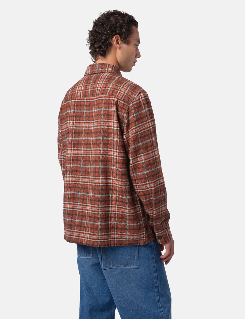 Bhode Zennor Check Over Shirt (Flannel) - Rust/Brown