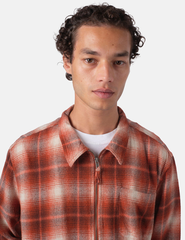 Bhode Zip Shirt Shadow Check - Rust