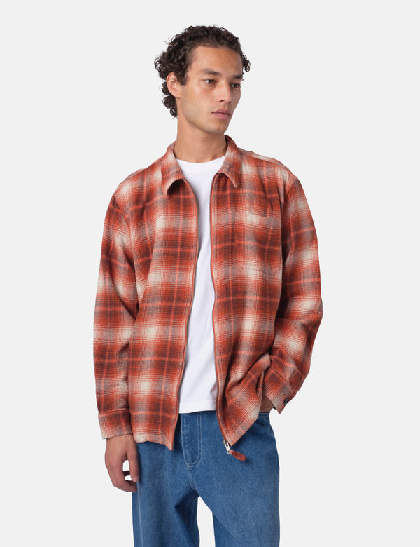 Bhode Zip Shirt Shadow Check - Rust
