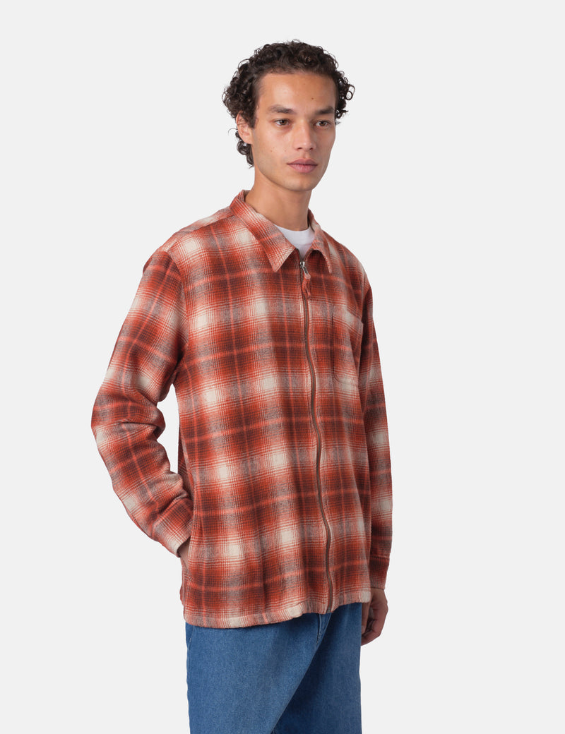 Bhode Zip Shirt Shadow Check - Rust