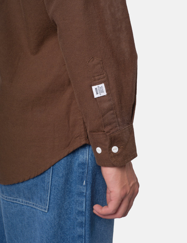 Bhode Flannel Button Down Shirt - Burnt Umber