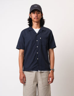 Bhode Cuca Short Sleeve Shirt (Linen) - Midnight Navy Blue