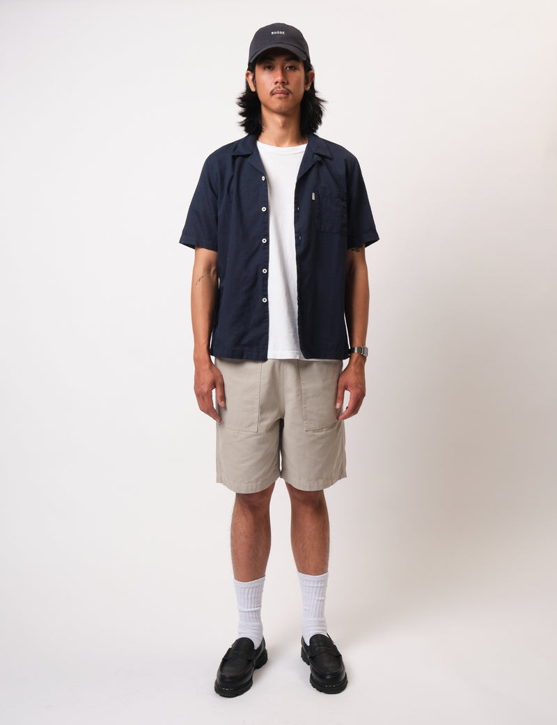 Bhode Cuca Short Sleeve Shirt (Linen) - Midnight Navy Blue