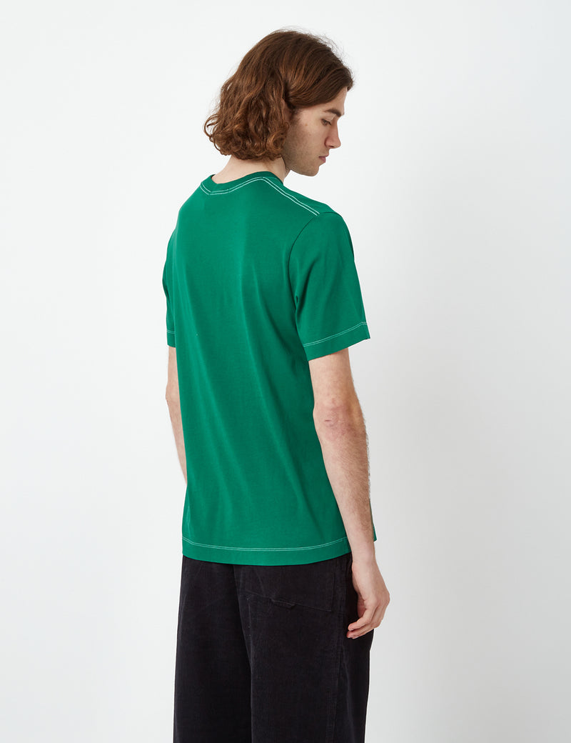 Bhode Contrast Stitch Pocket T-Shirt (Organic) - Pine Green