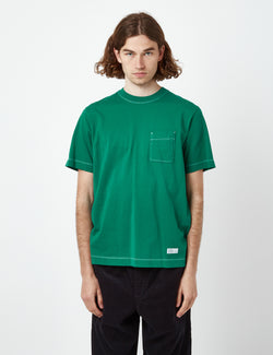 Bhode Contrast Stitch Pocket T-Shirt (Organic) - Pine Green