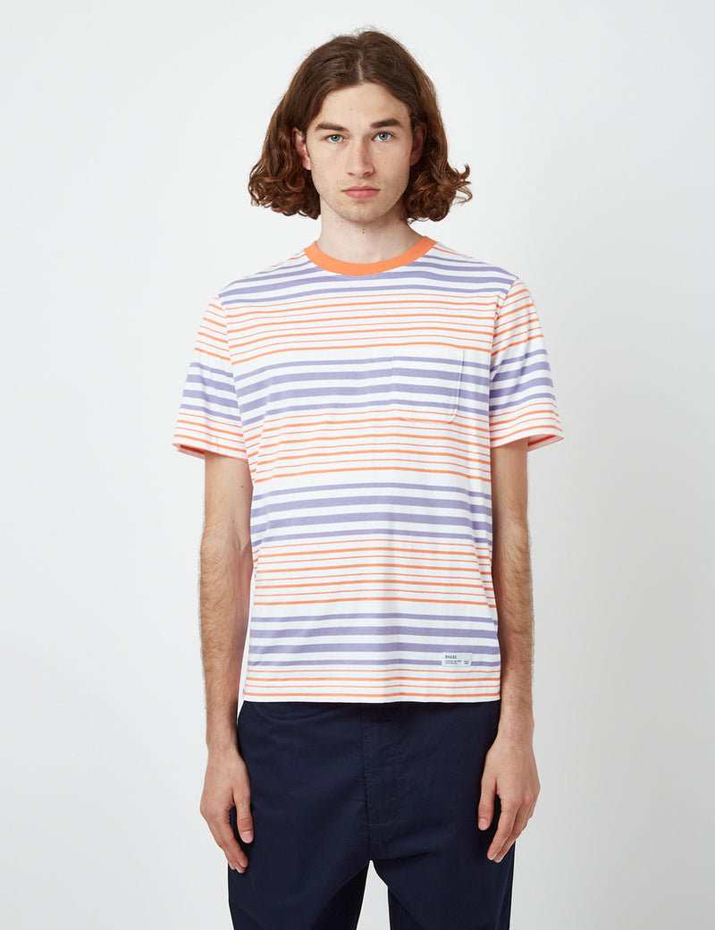 Bhode Shima Striped T-Shirt (Organic) - Hokkaido Orange