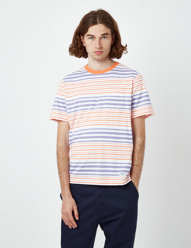 Bhode Shima Striped T-Shirt (Organic) - Hokkaido Orange