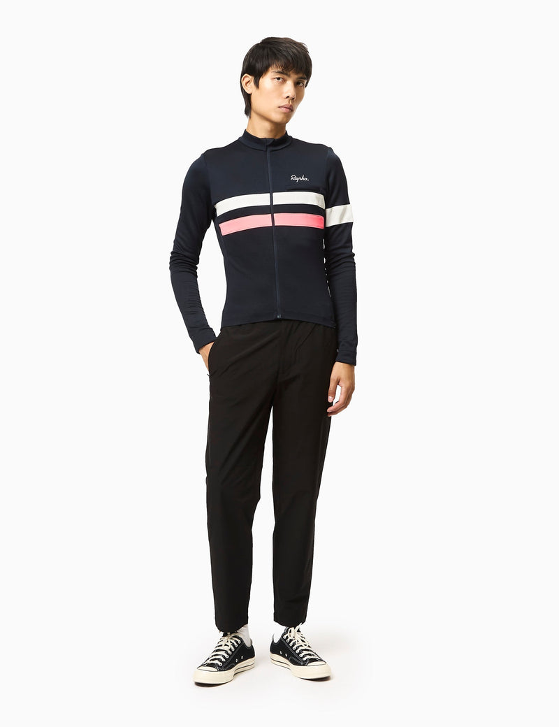 Rapha Men's Brevet Long Sleeve Jersey - Dark Navy/High-Vis Pink/White