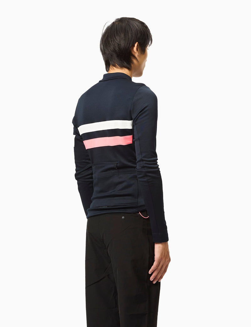 Rapha Men's Brevet Long Sleeve Jersey - Dark Navy/High-Vis Pink/White
