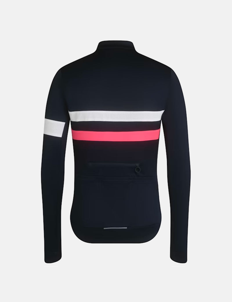 Rapha Men's Brevet Long Sleeve Jersey - Dark Navy/High-Vis Pink/White