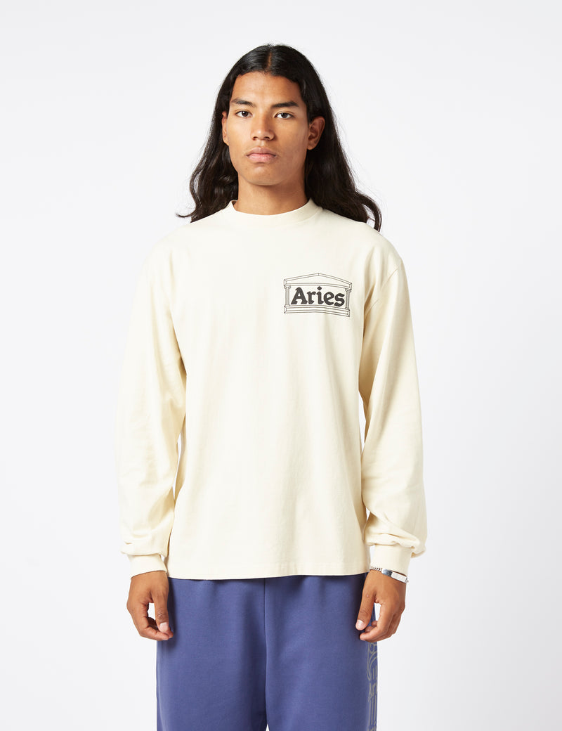 Aries Temple Long Sleeve T-Shirt - Alabaster Beige
