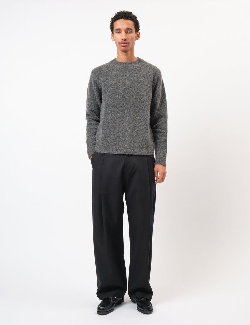 Coor Hairy Alpaca-Blend Crewneck Sweater - Melange Grey