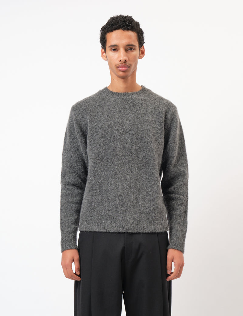 Coor Hairy Alpaca-Blend Crewneck Sweater - Melange Grey