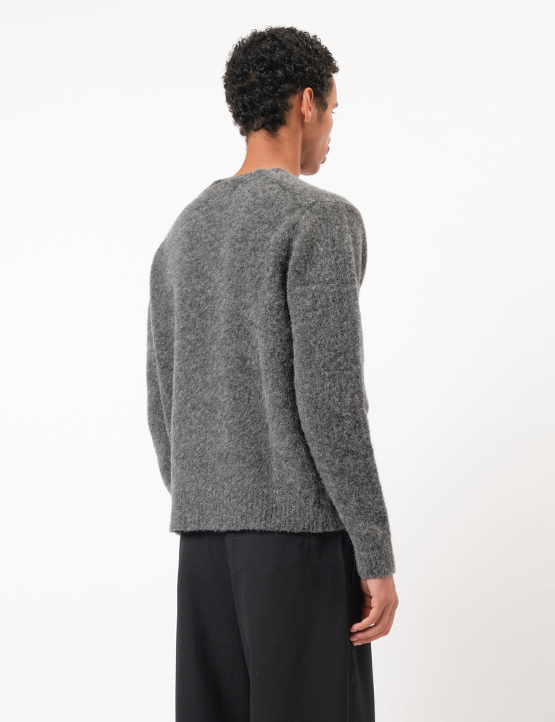 Coor Hairy Alpaca-Blend Crewneck Sweater - Melange Grey