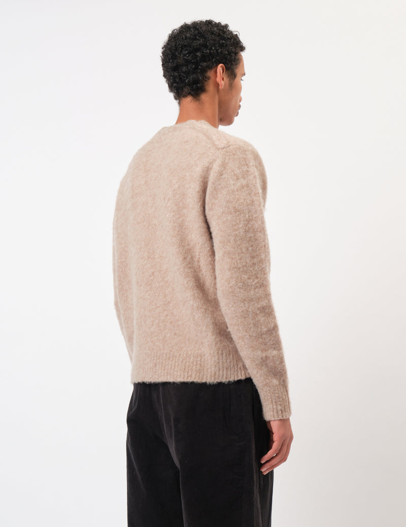 Coor Hairy Alpaca-Blend Crewneck Sweater - Pink Beige