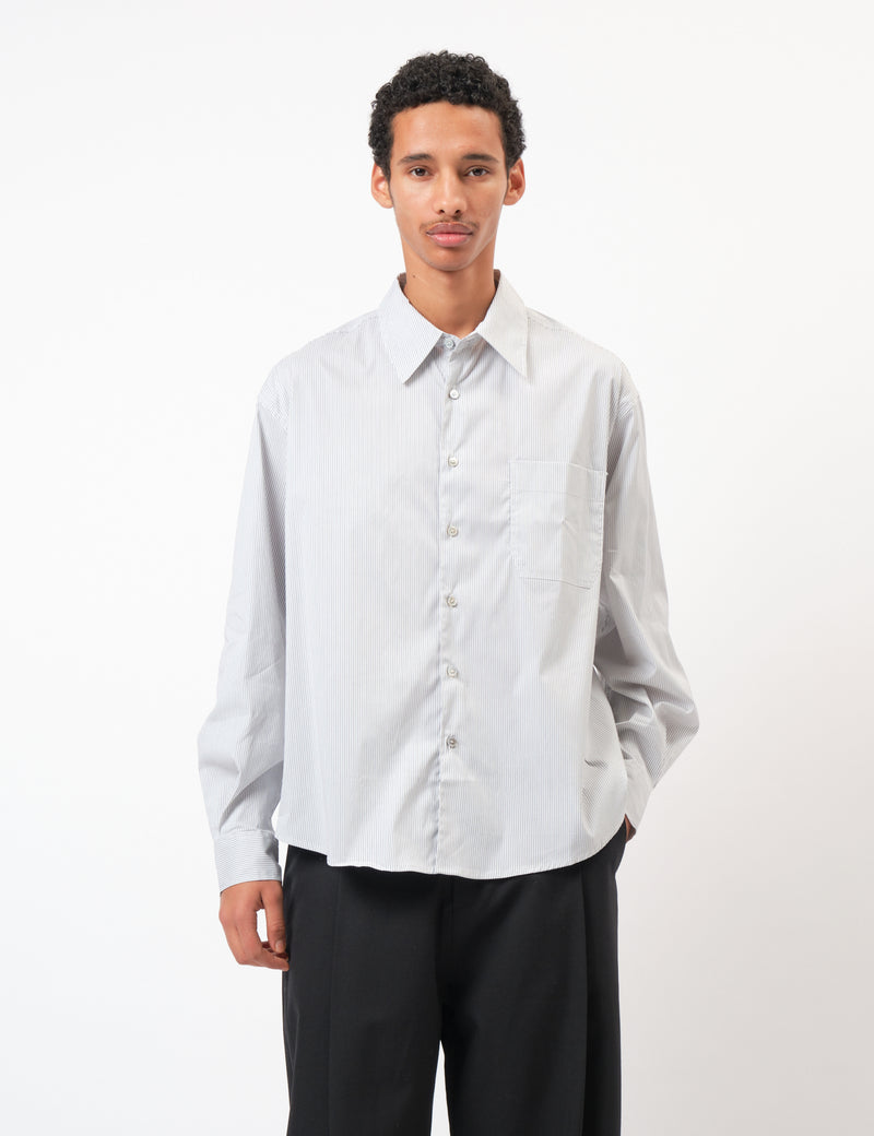 Coor Multi-Pin Striped Oversized Shirt - White