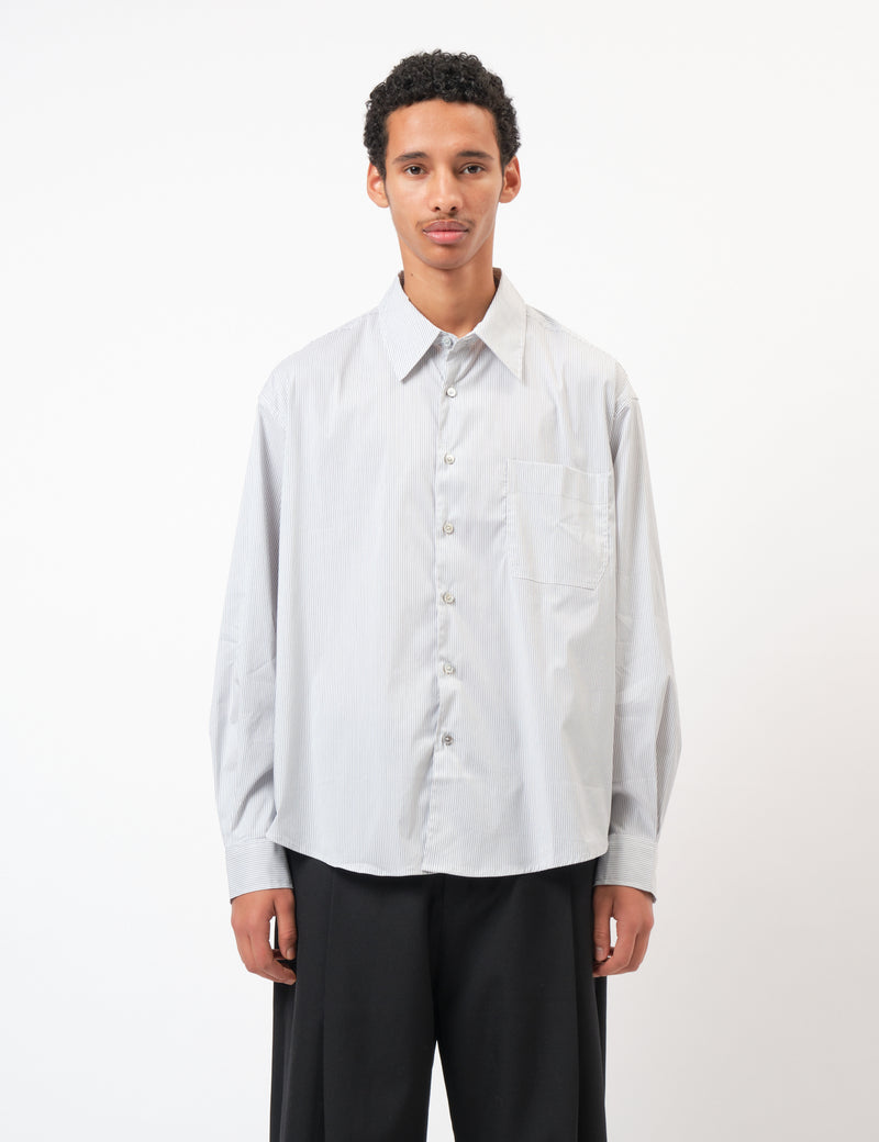 Coor Multi-Pin Striped Oversized Shirt - White