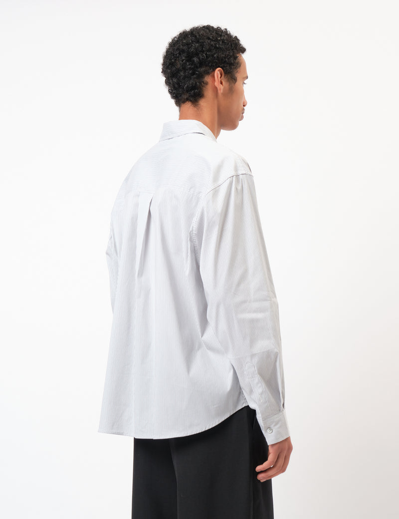 Coor Multi-Pin Striped Oversized Shirt - White