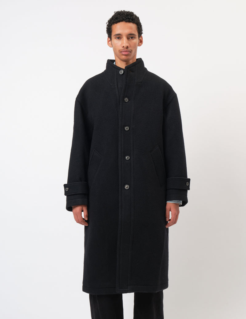Coor High Neck Coat (Cashmere-Blend) - Black