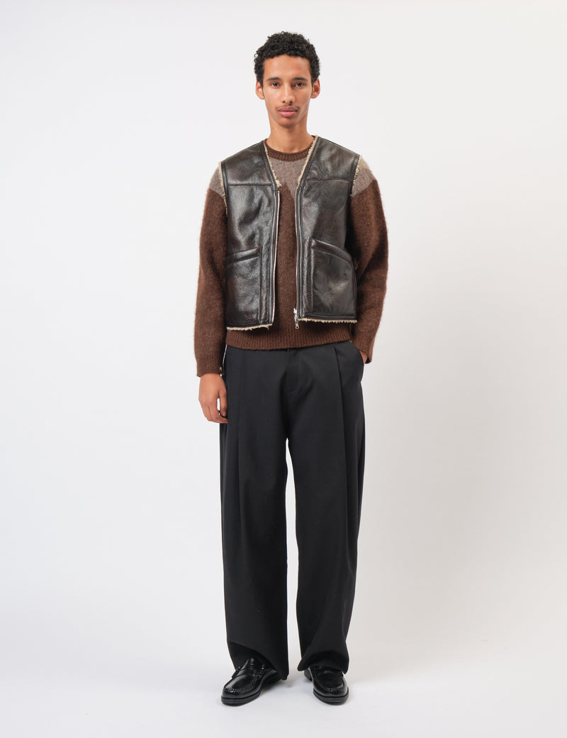 Coor Reversible Eco Shearling Vest - Dark Brown