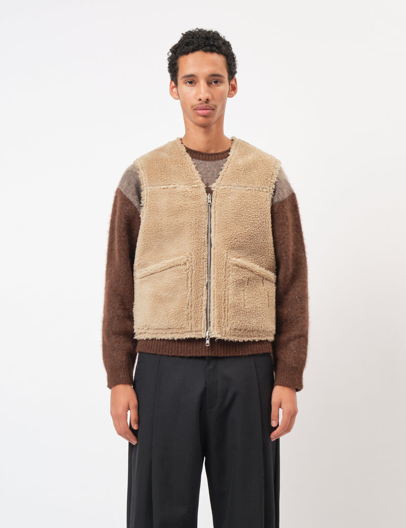 Coor Reversible Eco Shearling Vest - Dark Brown
